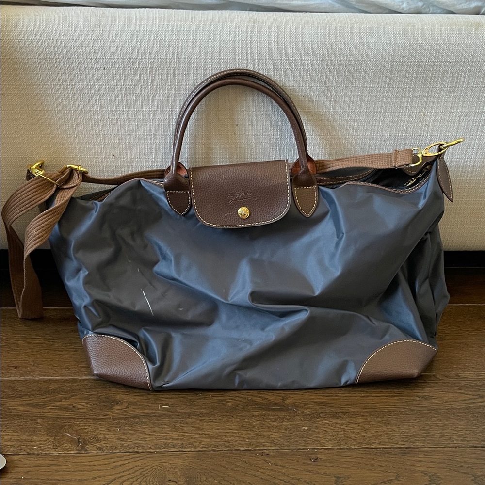 Longchamp Blue and Brown Travel Bag